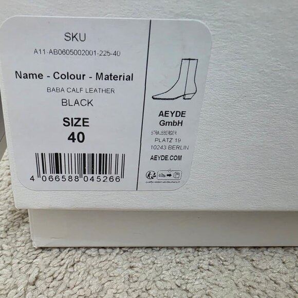 Aeyde Baba Black Calf Leather Ankle Boots Pointed Toe Cowboy Western NIB EU 40 - Picture 13 of 13